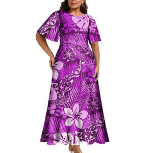 Venta al por mayor Arte del Pacífico Moda Samoan Girls Puletasi Tiare Maxi Vestido Personalizado Tribal Tattoo Tapa Siapo Imprimir <span class=keywords><strong>en</strong></span> la demanda Vestido <span class=keywords><strong>de</strong></span> las mujeres - Product Image 4