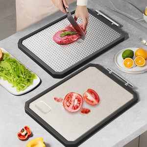 Doppia parte rivestita di neve in acciaio inox/paglia di grano pp grande tagliere/tagliere per macinare l'aglio tavolo da <span class=keywords><strong>lavoro</strong></span> - Product Image 2