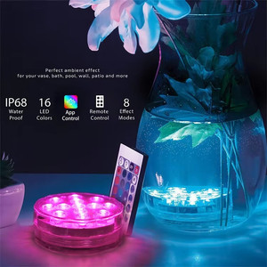 Logotipo personalizado flotante IP68 remoto sumergible RGB pecera LED Puck piscina luces remotas piscina centros <span class=keywords><strong>de</strong></span> <span class=keywords><strong>mesa</strong></span> nuevo - Product Image 2