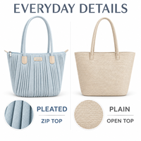 Sac fourre-tout en coton grande capacité personnalisé pour les trajets quotidiens, avec design plissé et longues poignées d'épaule