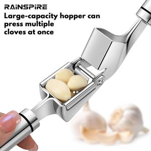 Presse-ail manuel en acier inoxydable, qualité professionnelle supérieure, compatible lave-vaisselle, avec éplucheur et hachoir - Product Image 3