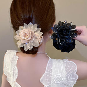 Bling Bling çiçek kadın Hairband zarif moda aksesuar için parti tatlı amerikan tarzı at kuyruğu saç kravat taklidi - Product Image 1