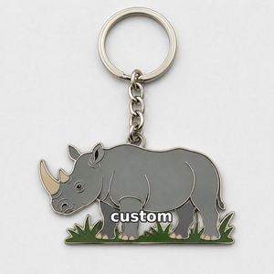 Llaveros de Rinoceronte Personalizados al por Mayor de Alta Calidad, Llaveros con Figura de Rinoceronte, Diseño de Animales Salvajes, Souvenir Promocional de Zoológico - Product Image 3