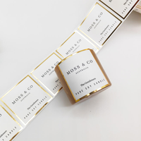 Étiquettes personnalisées de luxe en vinyle noir et or pour pots de bougies, autocollants imperméables pour cosmétiques