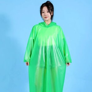Eco-Friendly Long Hooded Rain Poncho Lightweight Card <strong>Raincoat</strong> Waterproof for Four Seasons - Product Image 2