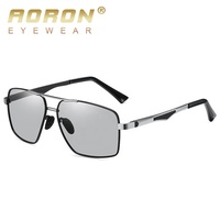 A716 Aoron Conduite UV400 Protection Rectangle Métal Lunettes de Soleil de Luxe Lunettes de Soleil Polarisées Hommes Lunettes de Soleil Noir Photochromique