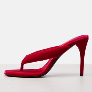 Sandales à bout ouvert grande taille 45 pour femme, talons aiguilles de soirée, chaussures à talons hauts pour pieds larges, escarpins en velours à lanières épaisses - Product Image 2