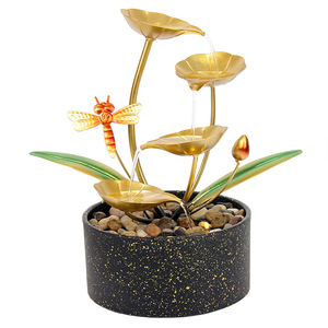 Adorno de agua que fluye creativo, decoración de escritorio de hierro y plástico, decoración iluminada de Feng Shui para oficina, hogar, escritorio, pieza única - Product Image 5