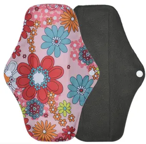 自有品牌竹炭可洗女性布经垫可重复使用卫生垫