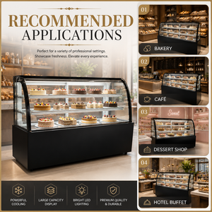 <span class=keywords><strong>Vitrine</strong></span> à gâteaux en verre incurvé pour boulangerie, réfrigérateur à refroidissement par air à faible consommation et sans givre, <span class=keywords><strong>service</strong></span> OEM ODM, personnalisation du logo et de la taille - Product Image 3