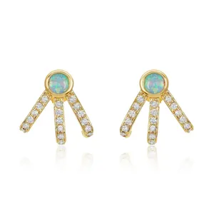 Gemnel Fashion jewellery 925 silver opal paw zirconia stud earrings