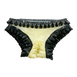 Culotte en latex naturel pour femmes, string en caoutchouc violet et noir, culotte grande taille, personnalisée, faite à la main, orange et noire, meilleur prix - Product Image 2