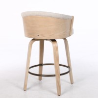 Tabourets de bar modernes pivotants à hauteur de comptoir Pieds en bois Dos rembourrés Chaises de bar à cadre en bois courbé en tissu pour salle à manger et salon