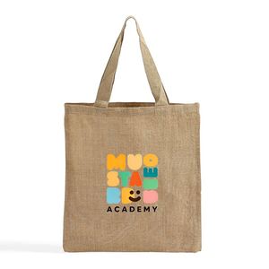 Sac fourre-tout en jute personnalisé pour entreprise, sac fourre-tout en toile de jute naturelle, logo personnalisable imprimé, sacs fourre-tout pour femmes - Product Image 3
