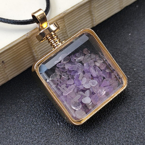 Colgante cuadrado de cristal con forma de botella de Perfume, joyería <span class=keywords><strong>Natural</strong></span> - Product Image 5