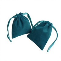 Sacs cadeaux en velours vert forêt recyclables avec cordon de serrage, impression brodée, pochettes élégantes pour bijoux pour mariages et Noël