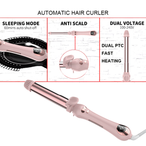 Rizador automático rosa, rizador <span class=keywords><strong>de</strong></span> pelo profesional, varita rizadora, rizador giratorio <span class=keywords><strong>de</strong></span> cerámica para todo tipo <span class=keywords><strong>de</strong></span> cabello - Product Image 4