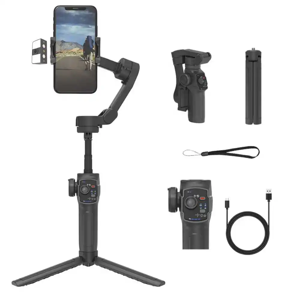Stabilisateur de cardan de roue zoom portable 3 axes L9 de haute qualité pour téléphone avec trépied de sport selfie stick