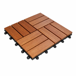 Interlocking Square Wood <b>Plastic</b> Composite Decking <b>Tiles</b> with Grooved Edge for Outdoor Use Waterproof Modern Design - Product Image 1