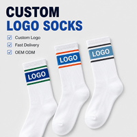 Chaussettes de sport rayées personnalisées pour hommes, logo personnalisé, 100% coton