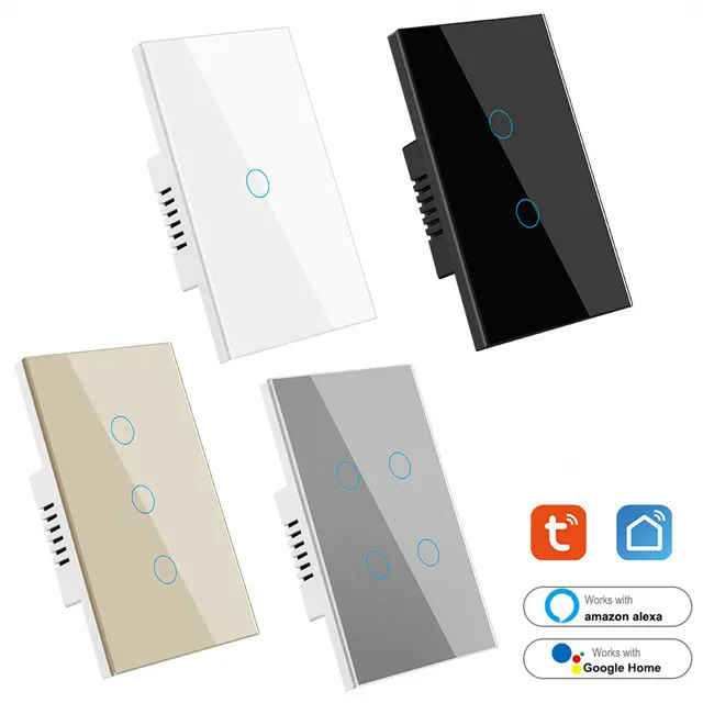 Productos para el hogar inteligente de EE. UU. Tuya interruptor de pared inteligente interruptores de luz WiFi y enchufe 110V 220V control remoto funciona con Alexa