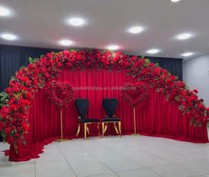 パーティーイベントステージの結婚式の装飾のための新しい20フィートホワイトゴールドメタル人工花アーチ結婚式のアーチ - Product Image 2