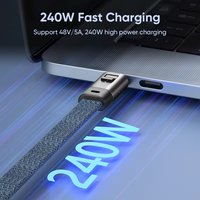 Cable USB-C a USB-C Portátil con Diseño de Bala de 240W, con Cordón de Nylon Tipo Llavero, Carga Rápida para Teléfono Móvil, Laptop, iPhone, Samsung