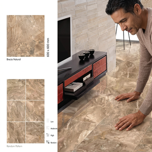 Bottochino Classico Light, Baldosas de Cerámica de Porcelana Brillante de 600x600 mm, Aspecto de Mármol Beige, 60x60 cm - Product Image 3