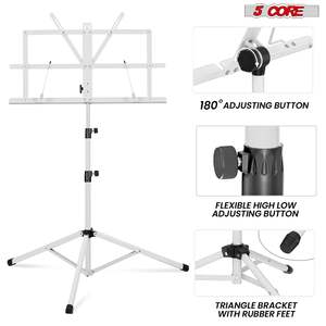 Support de partitions portable Db 5Core, trépied réglable pliable en alliage d'aluminium blanc pour instruments - Product Image 4