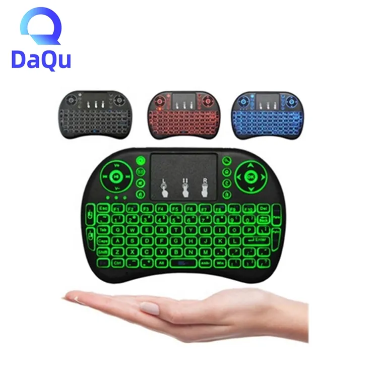 7 colores I8 retroiluminado Mini teclado recargable inteligente remoto inalámbrico Air mouse árabe ruso teclado para Android TV Box usando