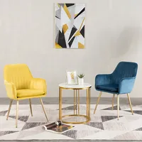 Vente en gros d'accoudoir moderne en velours chaises de salle à manger colorées avec pieds en métal doré pour salle à manger et restaurant