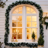 Guirlande de Noël verte et blanche en plastique, décoration festive, ficelle métallique épaisse pour porte, fenêtre, arbre, fête