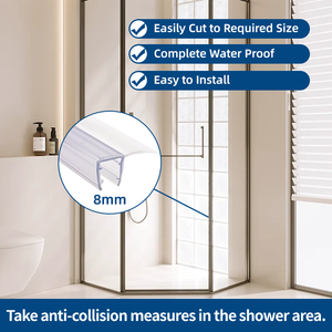 Pita Segel Pintu Kamar Mandi Silikon 8mm 90, <span class=keywords><strong>Strip</strong></span> Penyegel Silikon Tahan Air untuk Pintu Kamar Mandi Kaca - Product Image 3