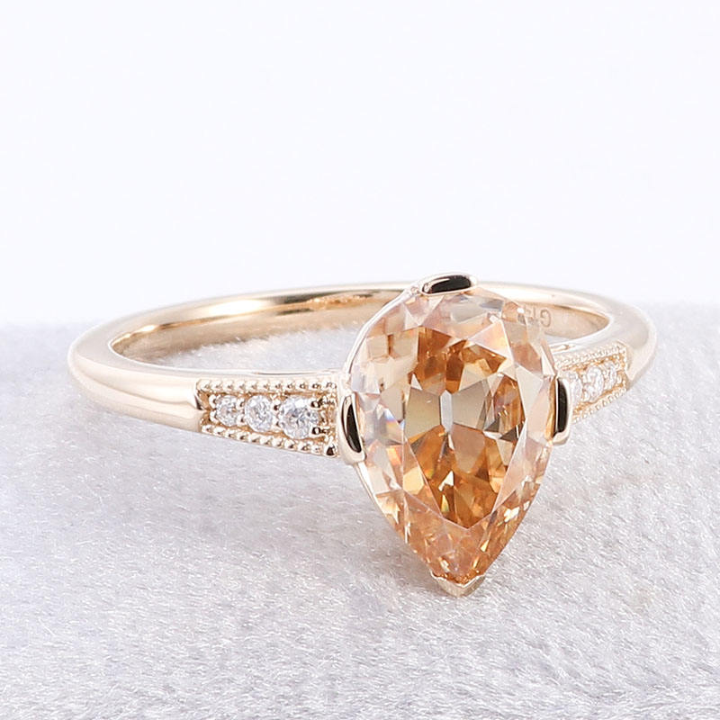 Real solid 10k moissanite diamond ring