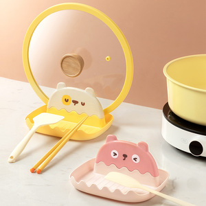 Support de couvercle de pot en plastique sans BPA, épaissi, antidérapant, multifonctionnel, repose-spatule portable, style dessin animé, pour comptoir de <span class=keywords><strong>cuisine</strong></span> domestique - Product Image 1
