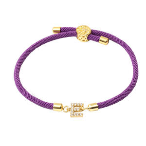 Popular Jewelry 26 Letters Cubic Zirconia Letters Adjustable Black <b>Rope</b> Chain <b>Bracelet</b> - Product Image 6