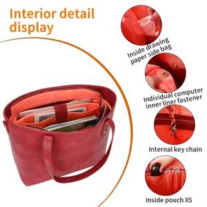 कस्टम लक्जरी डिजाइनर हैंडबैग लैपटॉप यात्रा बैग महिला महिलाओं के लिए चमड़े के कंधे का टोट बैग - Product Image 5