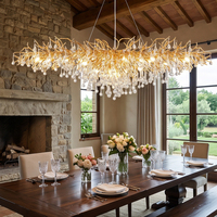 Lustre linéaire long en or avec cristaux, suspension de luxe en forme de goutte d'eau, réglable pour table à manger et îlot de cuisine