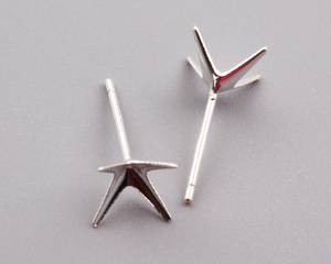 SJP102-003 ayar gümüş pençe düğme küpe ayarı 4 pençeleri sonrası düğme küpe boş taşlar 4 Prong küpe sonrası - Product Image 5