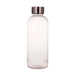 Botella deportiva transparente de plástico, botella de agua tritán barata con logotipo personalizado, 600ML