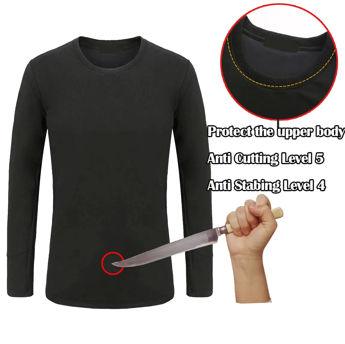 Protective Knife Proof T Shirt Cut Resistant Jacket Pullover Anti Puncture Stab-Proof Stab-Resistant Clothing
