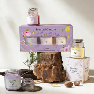 เทียนหอมแก้วทำมือคุณภาพสูง กลิ่นหอมติดทนนาน เป็นมิตรต่อสิ่งแวดล้อม ทำจากขี้ผึ้งถั่วเหลือง เหมาะสำหรับวันแม่ วันขอบคุณพระเจ้า และงานเลี้ยงสังสรรค์ - Product Image 1