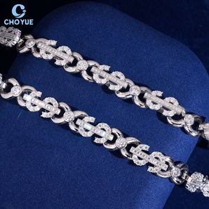 <b>Iced</b> <b>Out</b> Dollar Sign Cuban Link Necklace Full Moissanite Bling Hip Hop Miami Cuban <b>Chain</b> for Men Women Diamond Jewelry - Product Image 2