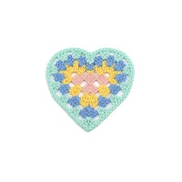 Patch en crochet fait main de 8 cm en forme de cœur, patch multicolore Granny Square pour vêtements d'enfants, artisanat DIY, décoration de dessous de verre