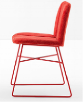 Chaise de salle à manger moderne en métal, vente en gros d'usine, dossier incurvé ergonomique, tissu écologique, base en fil métallique, mobilier de maison pour extérieur