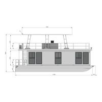 Yacht de luxe en aluminium, maison flottante, restaurant flottant, villa préfabriquée, hôtel, croisière aquatique, sport nautique, cuisine, salle à manger