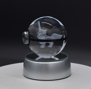 Vente directe en dropshipping, boule de cristal de 5 cm, <span class=keywords><strong>image</strong></span> de dessin animé en 3D, figurine Poke Ball, boule de cristal LED, jouets cadeaux - Product Image 1