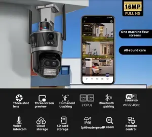 ICSee 12MP al aire libre impermeable IP65 Color visión nocturna pista de movimiento detectar 4 lentes 8 veces Zoom óptico WiFi PTZ cámara de seguridad - Product Image 6