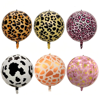 Nouveau ballon rond en aluminium de 18 pouces à motif animalier de dessin animé, imprimé léopard zèbre, ballon 4D pour la décoration de fête d'anniversaire sur le thème du guépard
