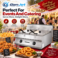 Friteuse à gaz GPL GenJet de comptoir avec deux bacs de friture et deux couvercles pour Food Truck, Snack Bar, et la vente de nourriture de rue – Optimisez vos profits
